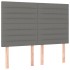Cama box spring colchón y luces LED tela gris oscuro 140x200