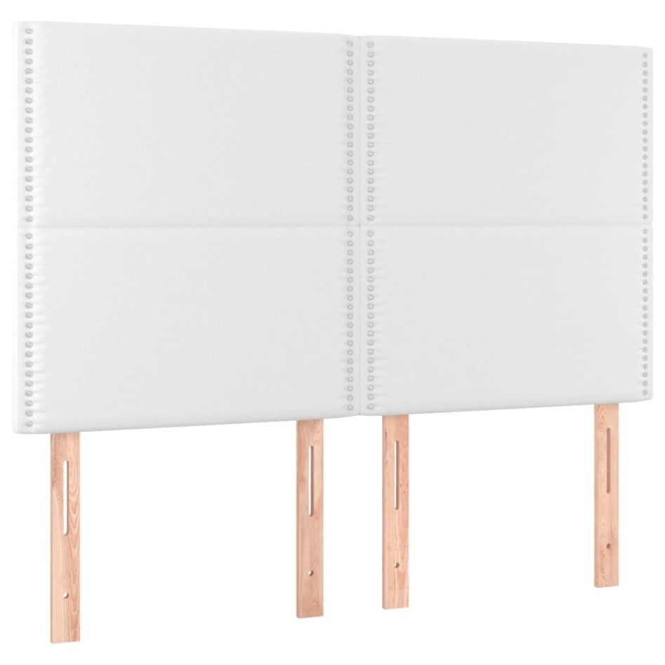 Cama box spring colchón y LED cuero sintético blanco 140x190