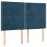 Cama box spring colchón y LED terciopelo azul oscuro 140x200