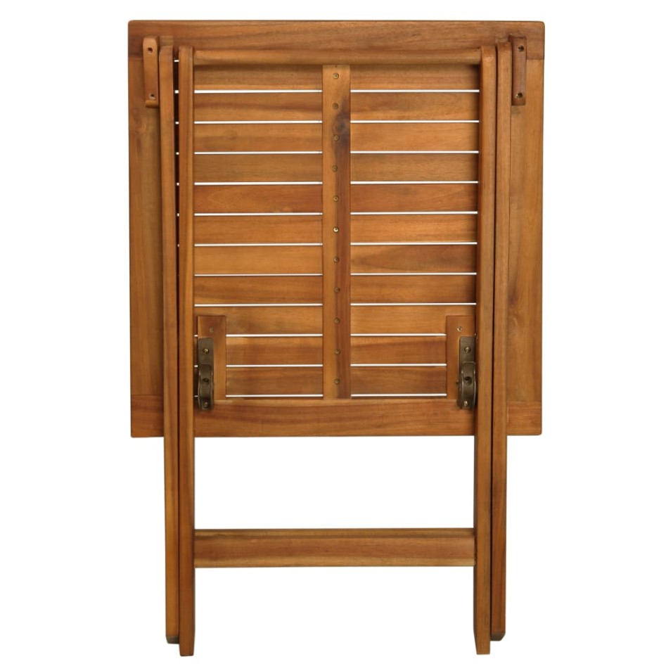 Mesa y sillas bistró plegables 3 pzas y cojines madera