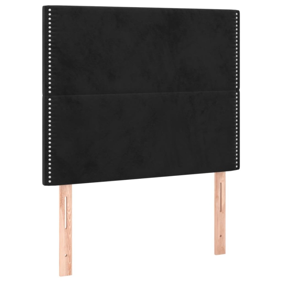 Cama box spring colchón y LED terciopelo negro 120x200