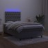 Cama box spring colchón y LED terciopelo gris oscuro 120x200