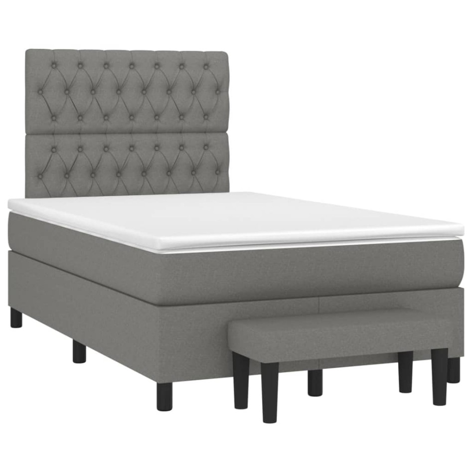 Cama box spring con colchón tela gris oscuro 120x200
