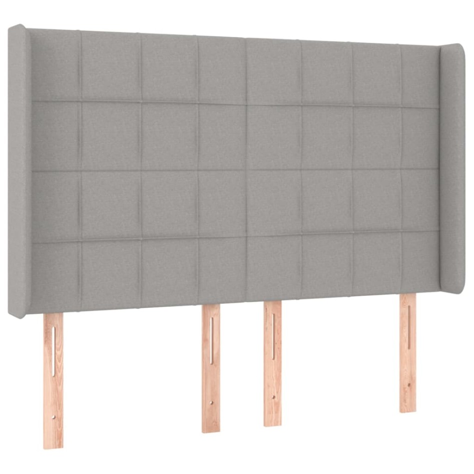 Cama box spring colchón y luces LED tela gris claro 140x190