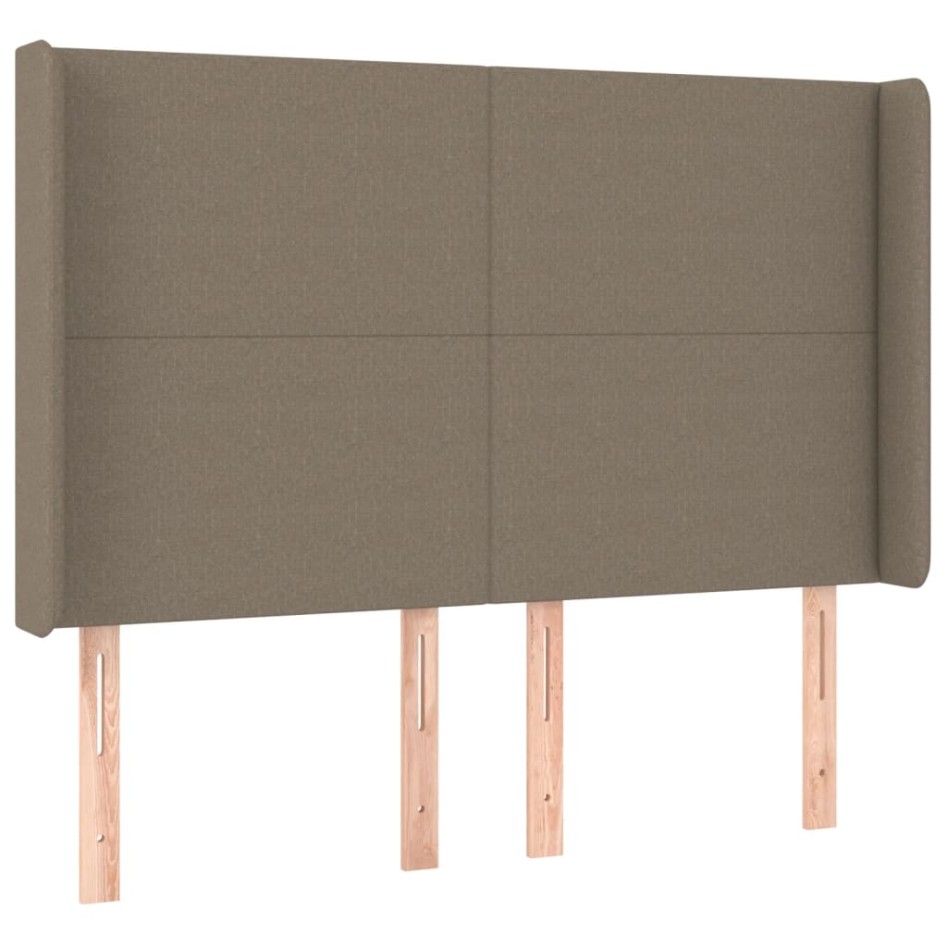 Cama box spring colchón y luces LED tela gris taupe 140x200