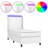 Cama box spring y colchón LED cuero sintético blanco 90x190