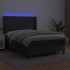 Cama box spring colchón y LED cuero sintético negro 140x190