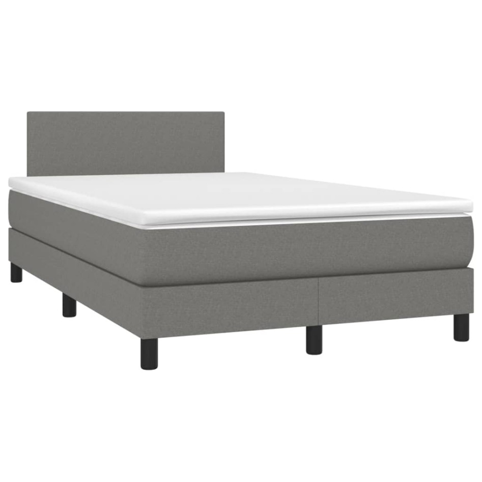 Cama box spring con colchón tela gris oscuro 120x200