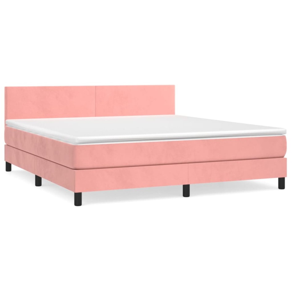 Cama box spring con colchón terciopelo rosa 160x200