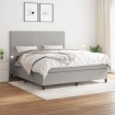 Cama box spring con colchón tela gris claro 160x200 cm