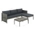 Set de muebles de jardín 3 pzas y cojines ratán sintético