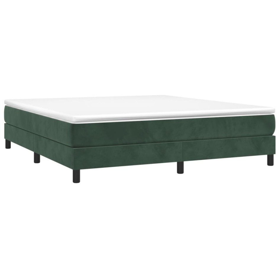 Cama box spring con colchón terciopelo verde oscuro 160x200