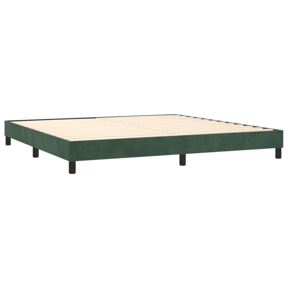 Cama box spring con colchón terciopelo verde oscuro 200x200