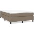 Cama box spring con colchón tela gris taupe 140x200