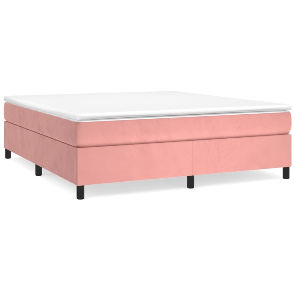Cama box spring con colchón terciopelo rosa 180x200