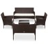 Set muebles de jardín 5 piezas y cojines ratán sintético