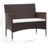 Set muebles de jardín 5 piezas y cojines ratán sintético