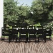 Juego de comedor de jardín 11 piezas madera maciza pino negro