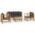 Set de muebles de jardín 5 piezas bambú con cojines gris