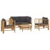 Set de muebles de jardín 5 piezas bambú con cojines gris