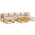 Set muebles de jardín 7 pzas madera maciza y cojines gris
