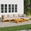 Set muebles de jardín 6 pzas madera maciza y cojines gris claro
