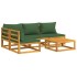 Juego muebles de jardín 5 piezas madera maciza y cojines