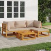 Set muebles de jardín 5 pzas madera maciza y cojines gris taupé