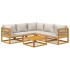 Set muebles de jardín 6 pzas madera maciza y cojines gris