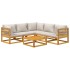 Set muebles de jardín 6 pzas madera maciza y cojines gris
