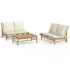 Set de muebles de jardín 3 piezas bambú y cojines blanco