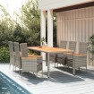 Set comedor jardín 7 pzas y cojines ratán sintético gris