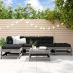 Juego de muebles de jardín 6 pzas y cojines madera maciza gris