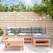 Juego de muebles jardín 5 pzas y cojines madera abeto Douglas