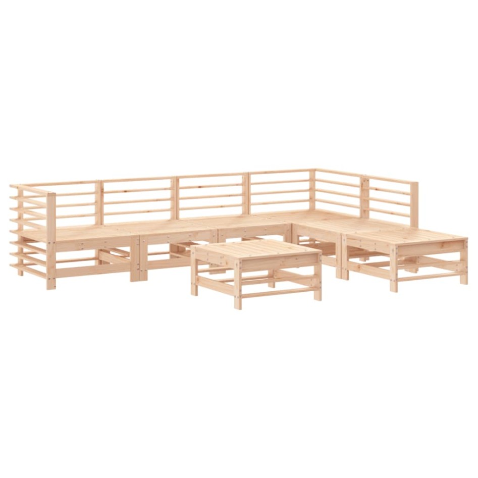 Juego de muebles de jardín 7 piezas y cojines madera