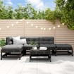 Juego de muebles de jardín 6 pzas y cojines madera maciza negro