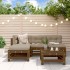 Juego muebles jardín 5 pzas y cojines madera maciza marrón