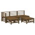 Juego muebles jardín 5 pzas y cojines madera maciza marrón