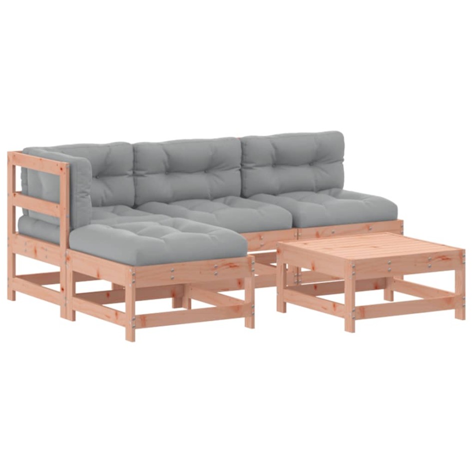 Juego de muebles jardín 5 pzas y cojines madera abeto