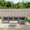 Juego de muebles de jardín 6 piezas y cojines acero blanco