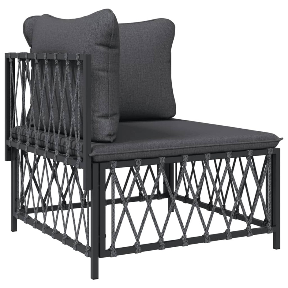 Juego muebles de jardín 5 pzas y cojines acero gris