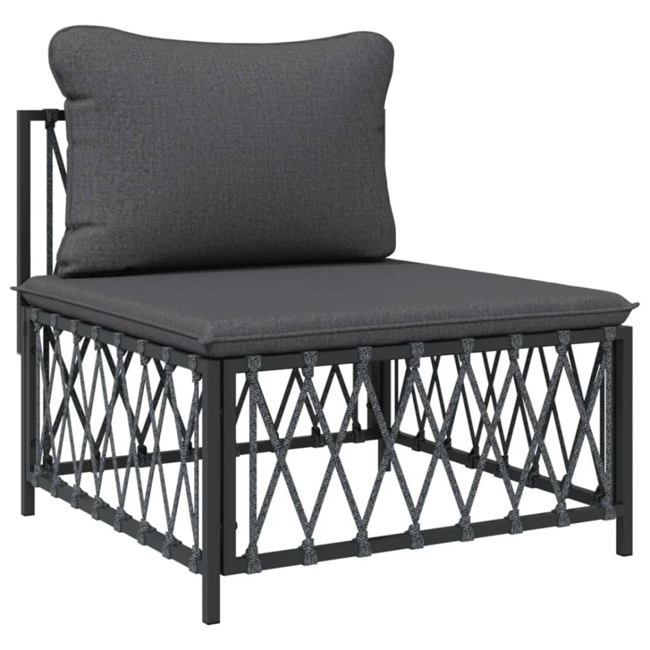 Juego muebles de jardín 5 pzas y cojines acero gris