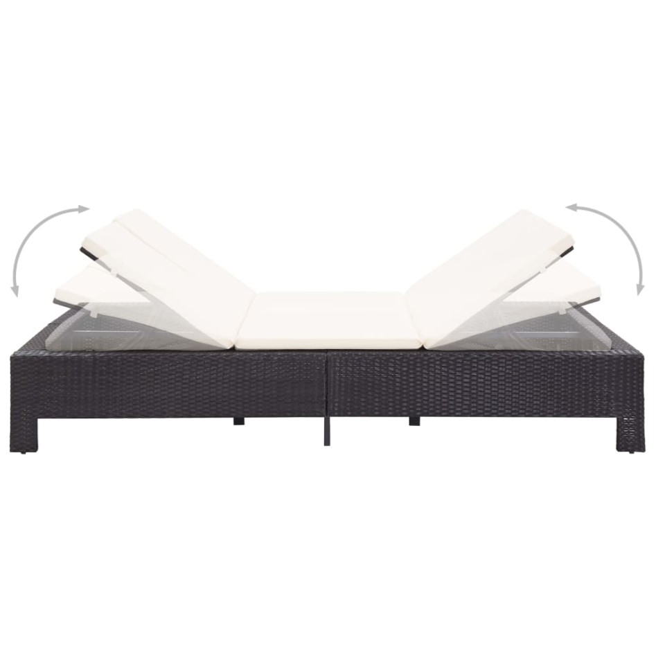 Tumbona para 2 personas con cojín ratán sintético