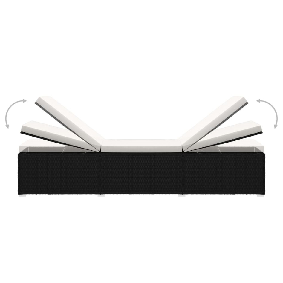 Tumbona de jardín con cojín y mesita ratán sintético