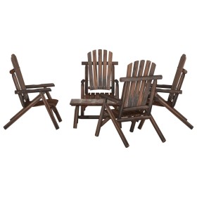 Juego de muebles de jardín 5 piezas madera maciza de
