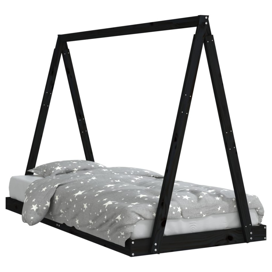 Estructura de cama para niños madera de pino negro 90x190