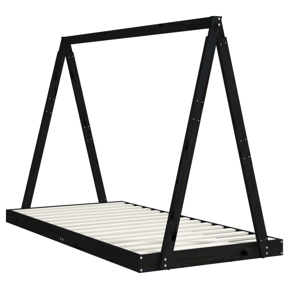 Estructura de cama para niños madera de pino negro 90x190