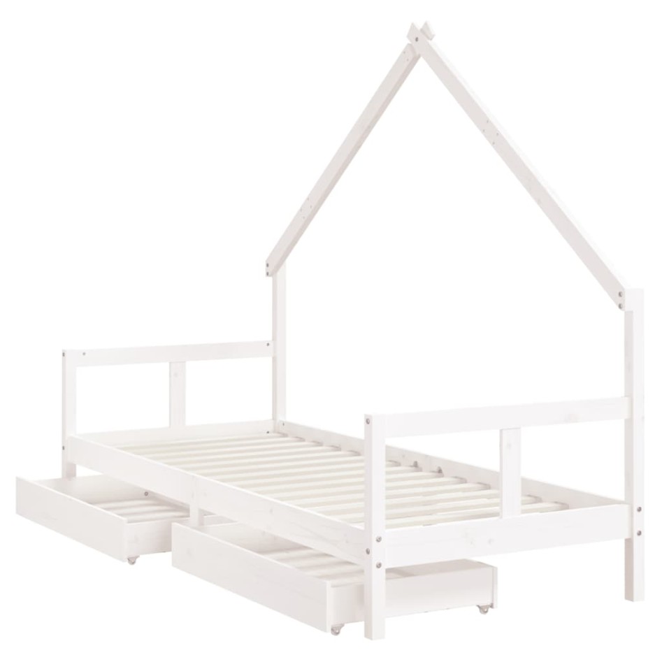 Estructura cama niños con cajones madera pino blanco 80x200