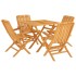 Juego de comedor para jardín 5 piezas madera maciza de