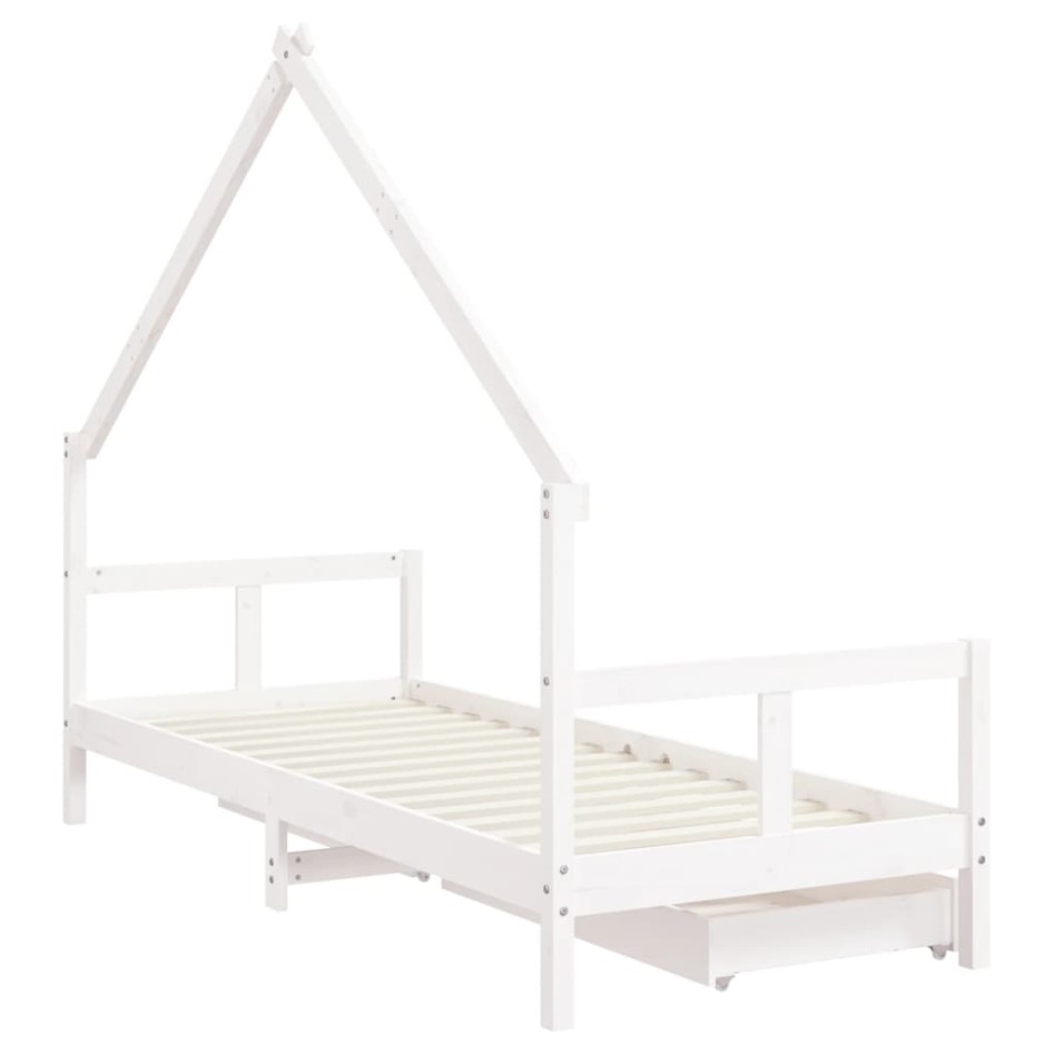 Estructura cama niños con cajones madera pino blanco 80x200